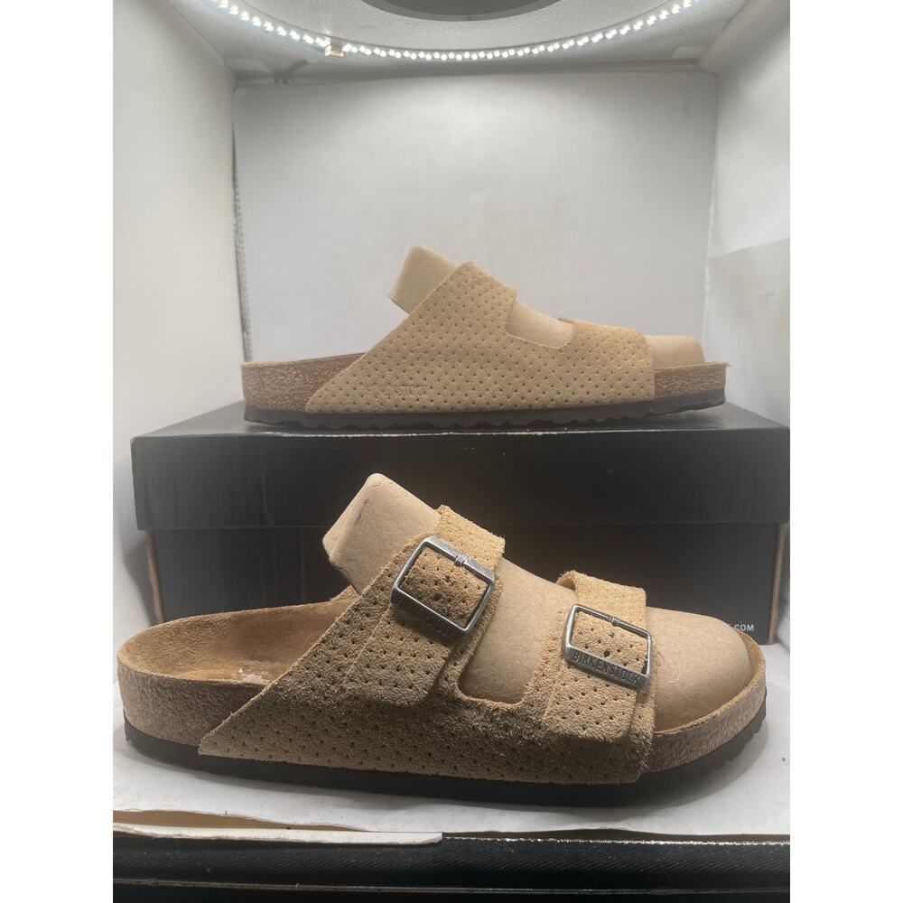 BIRKENSTOCK ARIZONA SUEDE EMBOSSED Sandals New Beige Size EUR 43 / Woman 12.5